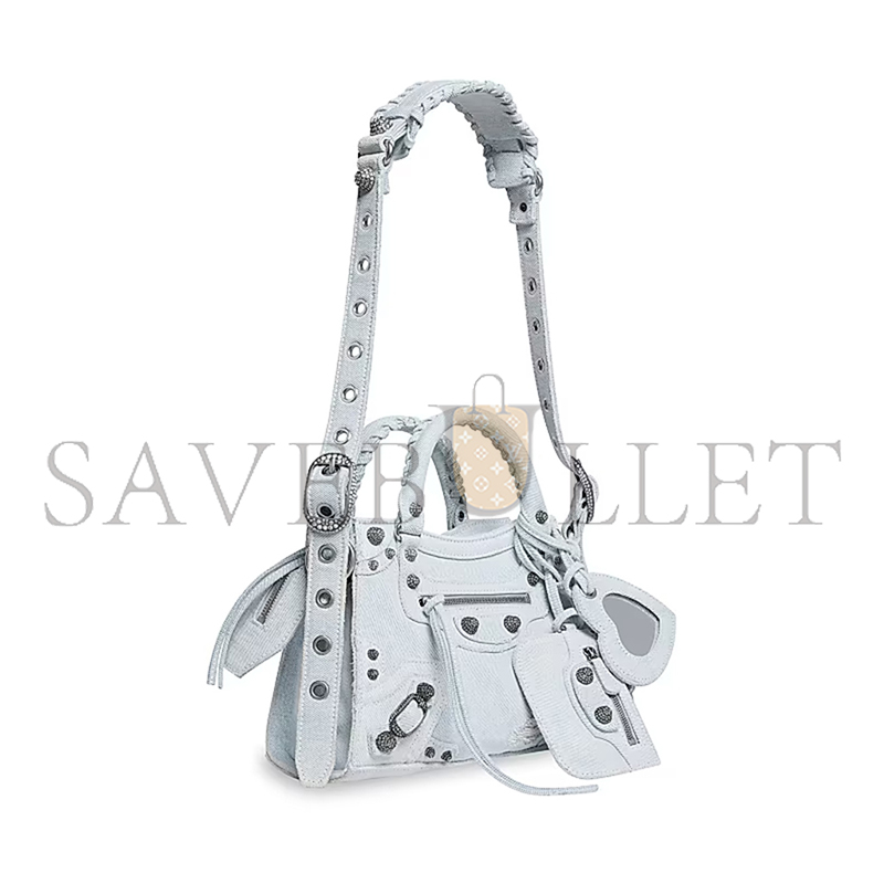 BALENCIAGA SMALL NEO CAGOLE CITY IN DENIM LIGHT BLUE 700940210B08104 (25.9*17.8*11.4cm)