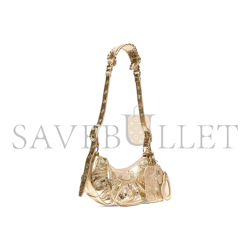 BALENCIAGA WOMEN'S LE CAGOLE SHOULDER BAG XS IN DIAMOND GOLD 671309210D48006 (25.9*16*9.9cm)
