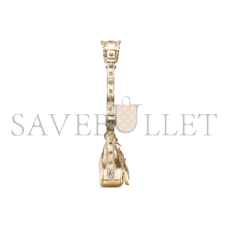 BALENCIAGA WOMEN'S LE CAGOLE SHOULDER BAG XS IN DIAMOND GOLD 671309210D48006 (25.9*16*9.9cm)
