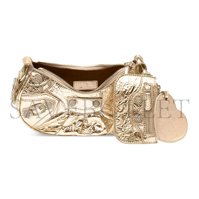 BALENCIAGA WOMEN'S LE CAGOLE SHOULDER BAG XS IN DIAMOND GOLD 671309210D48006 (25.9*16*9.9cm)