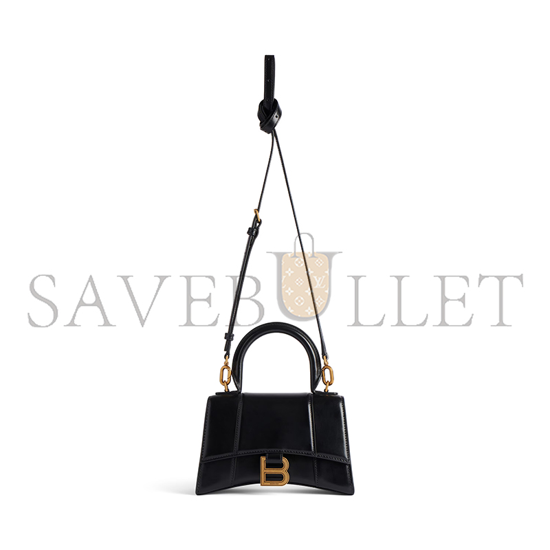 BALENCIAGA WOMEN'S HOURGLASS HANDBAG XS IN BLACK 5928331QJ4M1000 (18.8*13*7.9cm) BALENCIAGA WOMEN'S HOURGLASS HANDBAG XS IN BLACK 5928331QJ4M1000 (18.8*13*7.9cm)