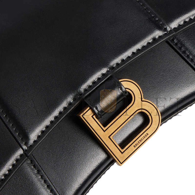 BALENCIAGA WOMEN'S HOURGLASS HANDBAG XS IN BLACK 5928331QJ4M1000 (18.8*13*7.9cm) BALENCIAGA WOMEN'S HOURGLASS HANDBAG XS IN BLACK 5928331QJ4M1000 (18.8*13*7.9cm)
