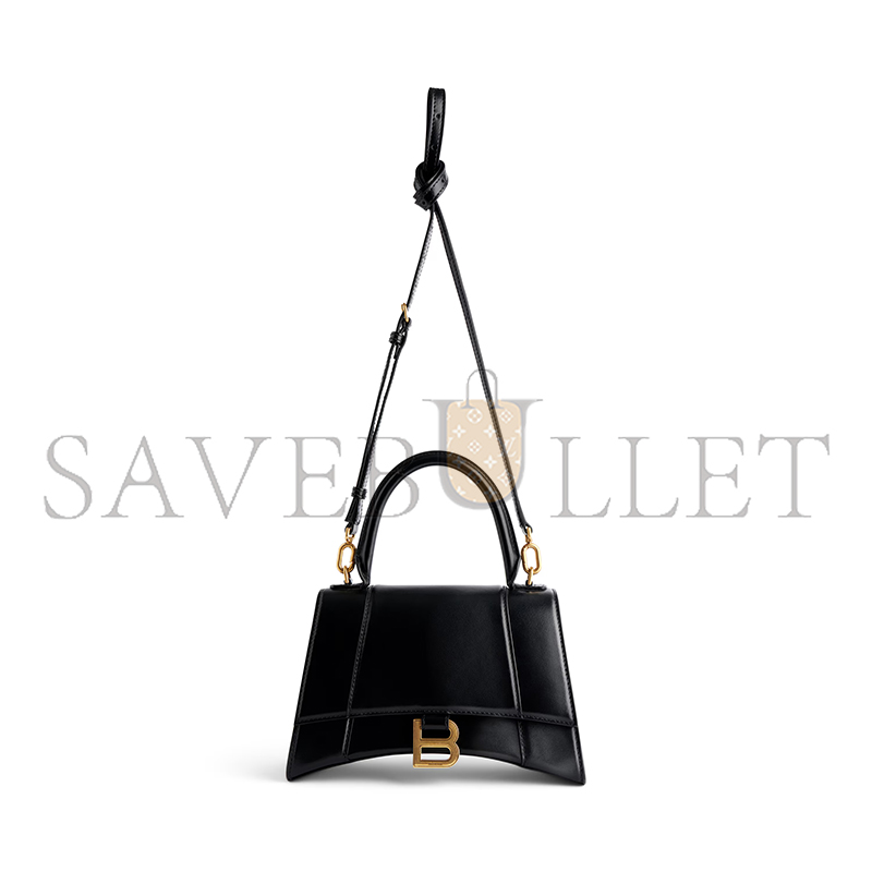BALENCIAGA WOMEN'S HOURGLASS HANDBAG SMALL IN BLACK 5935461QJ4M1000 (22.9*15*9.9cm) BALENCIAGA WOMEN'S HOURGLASS HANDBAG SMALL IN BLACK 5935461QJ4M1000 (22.9*15*9.9cm)