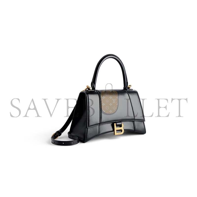 BALENCIAGA WOMEN'S HOURGLASS HANDBAG SMALL IN BLACK 5935461QJ4M1000 (22.9*15*9.9cm) BALENCIAGA WOMEN'S HOURGLASS HANDBAG SMALL IN BLACK 5935461QJ4M1000 (22.9*15*9.9cm)