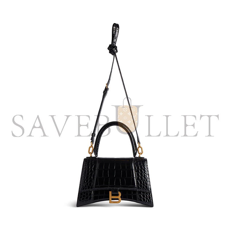 BALENCIAGA WOMEN'S HOURGLASS HANDBAG SMALL IN BLACK 5935461LRGM1000 (22.9*15*9.9cm) BALENCIAGA WOMEN'S HOURGLASS HANDBAG SMALL IN BLACK 5935461LRGM1000 (22.9*15*9.9cm)