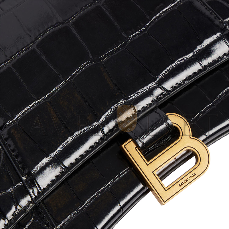 BALENCIAGA WOMEN'S HOURGLASS HANDBAG SMALL IN BLACK 5935461LRGM1000 (22.9*15*9.9cm) BALENCIAGA WOMEN'S HOURGLASS HANDBAG SMALL IN BLACK 5935461LRGM1000 (22.9*15*9.9cm)