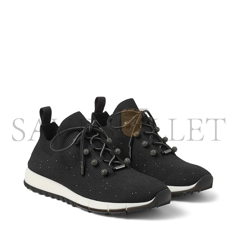JIMMY CHOO VELES BLACK SEQUIN KNIT TRAINERS VELESBNV JIMMY CHOO VELES BLACK SEQUIN KNIT TRAINERS VELESBNV
