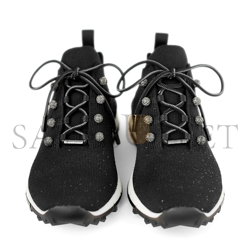 JIMMY CHOO VELES BLACK SEQUIN KNIT TRAINERS VELESBNV JIMMY CHOO VELES BLACK SEQUIN KNIT TRAINERS VELESBNV