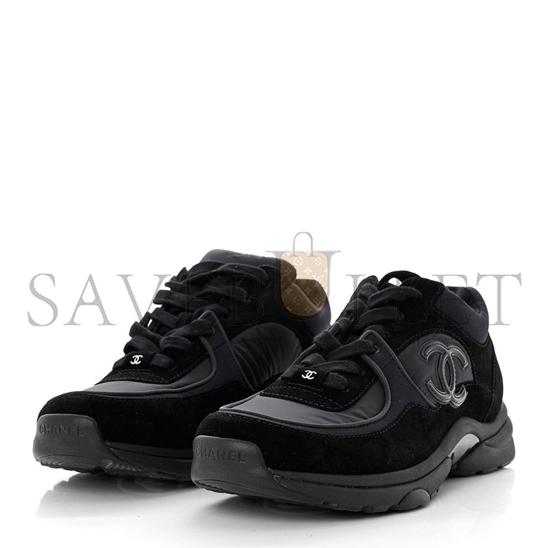 CHANEL FABRIC CALFSKIN SUEDE CC SNEAKERS 1211339
