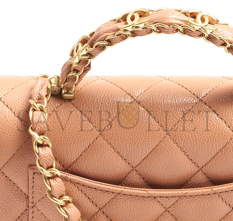 CHANEL MINI FLAP BAG WITH TOP HANDLE GRAINED SHINY CALFSKIN AS5701 (19.5*12*6.5cm)