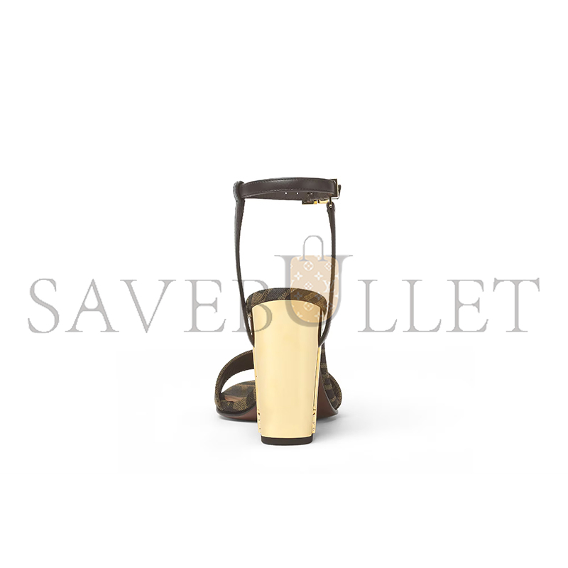 FENDI DELFINA SANDALO CON TACCO ALTO IN TESSUTO MARRONE 8X8442AJZFF1D1C