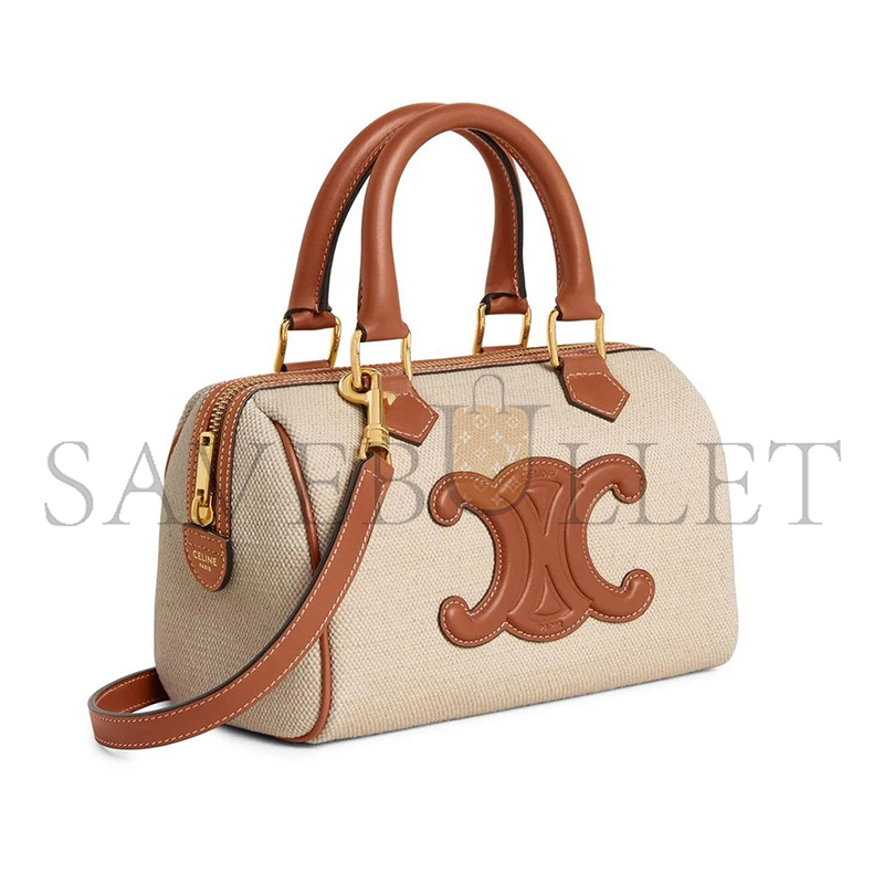 CELINE SMALL BOSTON CUIR TRIOMPHE IN TEXTILE AND CALFSKIN 113773DU3.05LU (20*14*10cm)