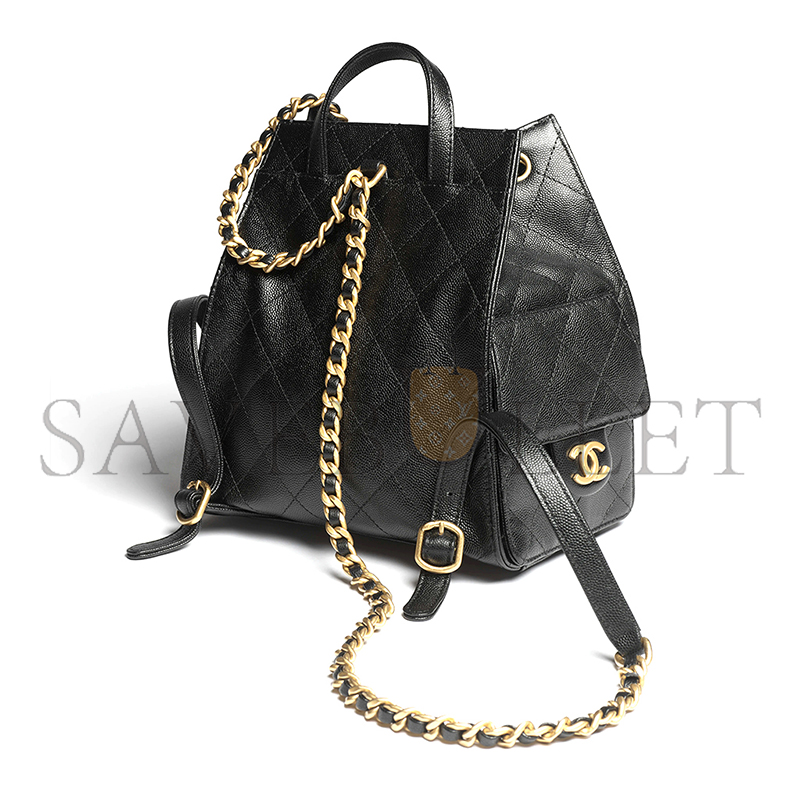 CHANEL 25 MEDIUM BACKPACK GRAINED CALFSKIN & GOLD-TONE METAL BLACK AS5600 (23*23*14cm) CHANEL 25 MEDIUM BACKPACK GRAINED CALFSKIN & GOLD-TONE METAL BLACK AS5600 (23*23*14cm)