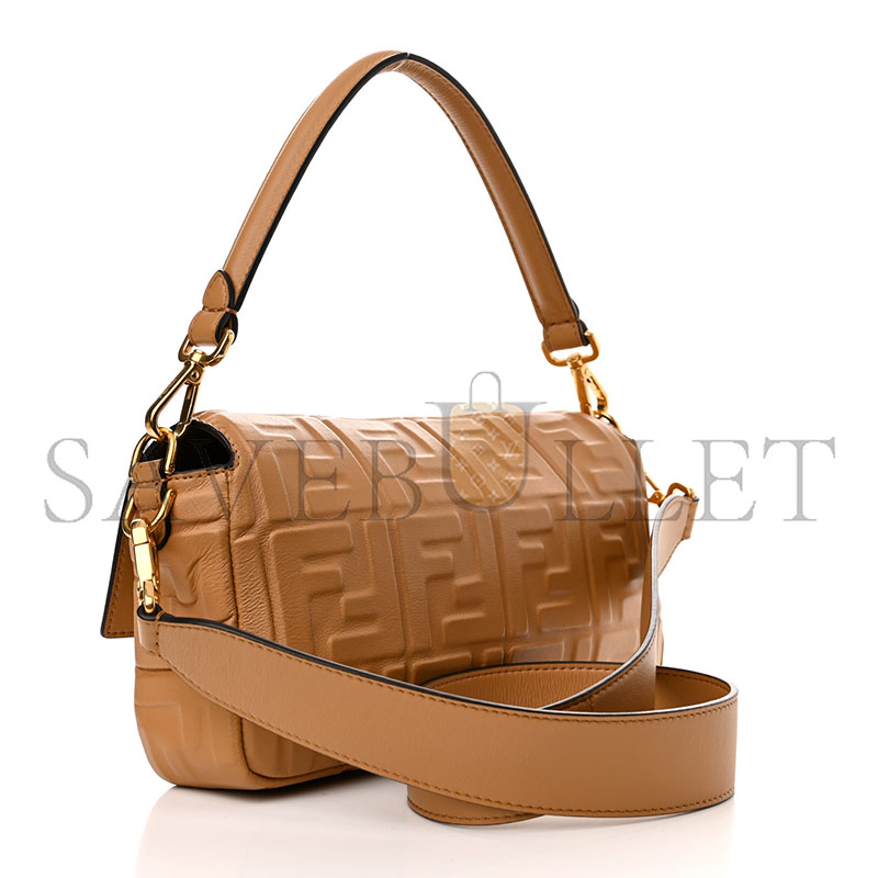 FENDI NAPPA FF 1974 EMBOSSED BAGUETTE MIELE SCURO 1449597 (27*15*5cm)