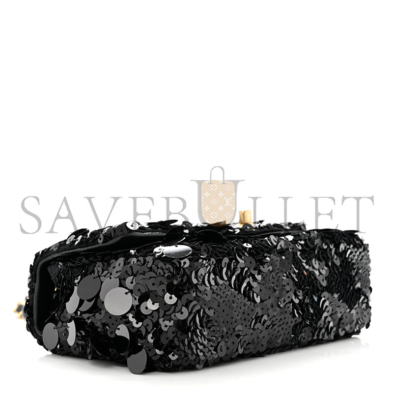CHANEL MASTER SEQUIN MINI RECTANGULAR FLAP BLACK AS3523 (20*12*9cm)