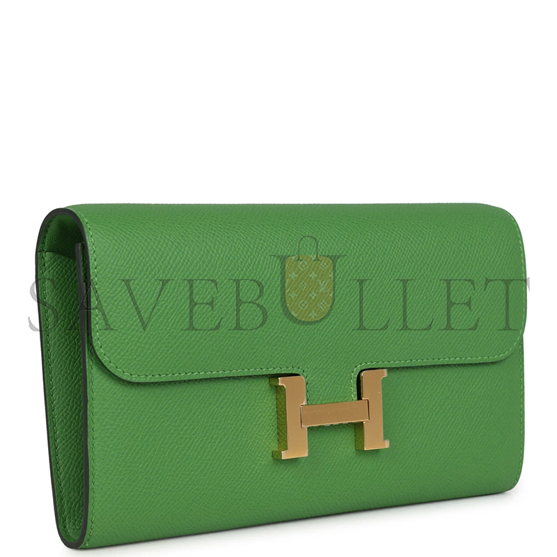 HERMES MASTER CONSTANCE WALLET TO GO VERT YUCCA EPSOM GOLD HARDWARE 436571 (20*11*4cm)
