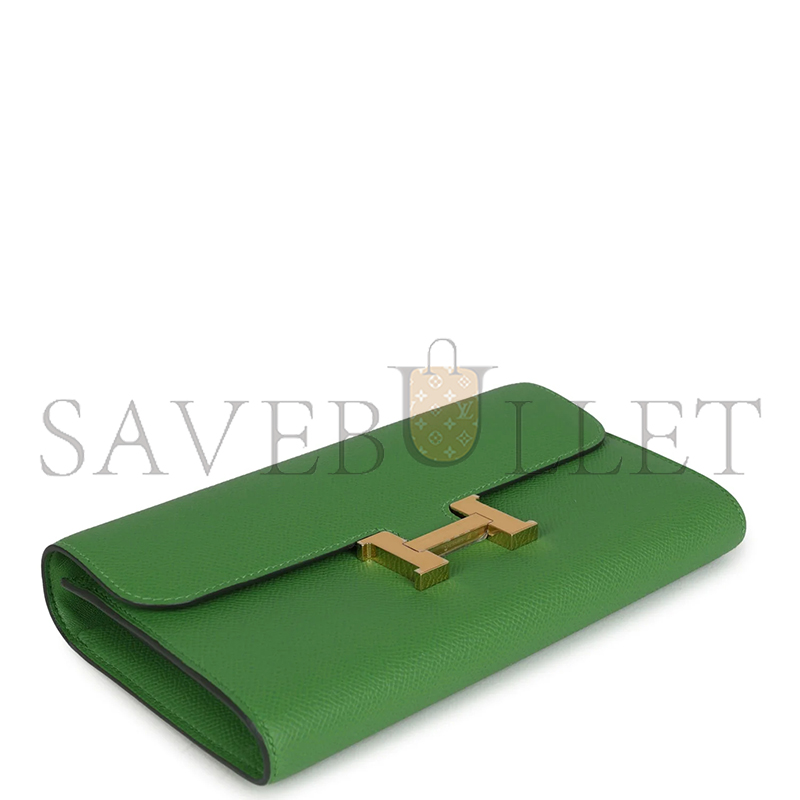 HERMES MASTER CONSTANCE WALLET TO GO VERT YUCCA EPSOM GOLD HARDWARE 436571 (20*11*4cm)