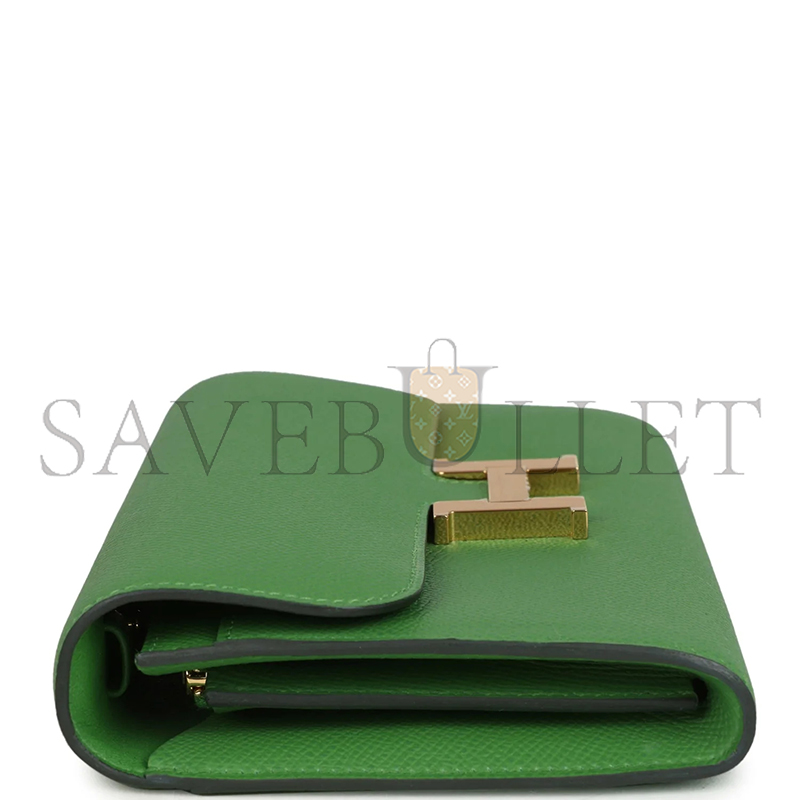HERMES MASTER CONSTANCE WALLET TO GO VERT YUCCA EPSOM GOLD HARDWARE 436571 (20*11*4cm)