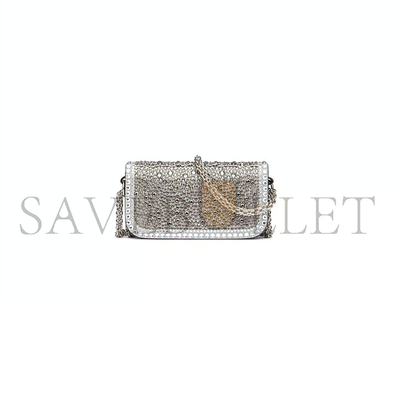 VALENTINO SMALL VALENTINO GARAVANI LOCÒ SHOULDER BAG WITH RHINESTONES 3W0B0K53JFN_ZQG (20*11*5cm)