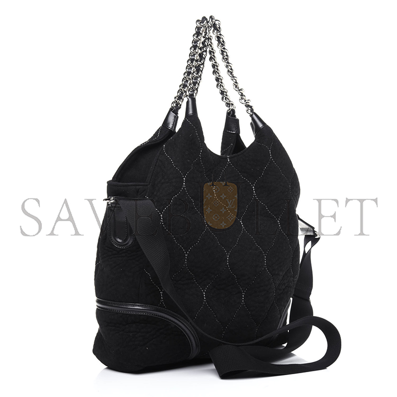 CHANEL MASTER SUEDE QUILTED RODEO DRIVE HOBO BLACK 744000 (36*33*10cm)
