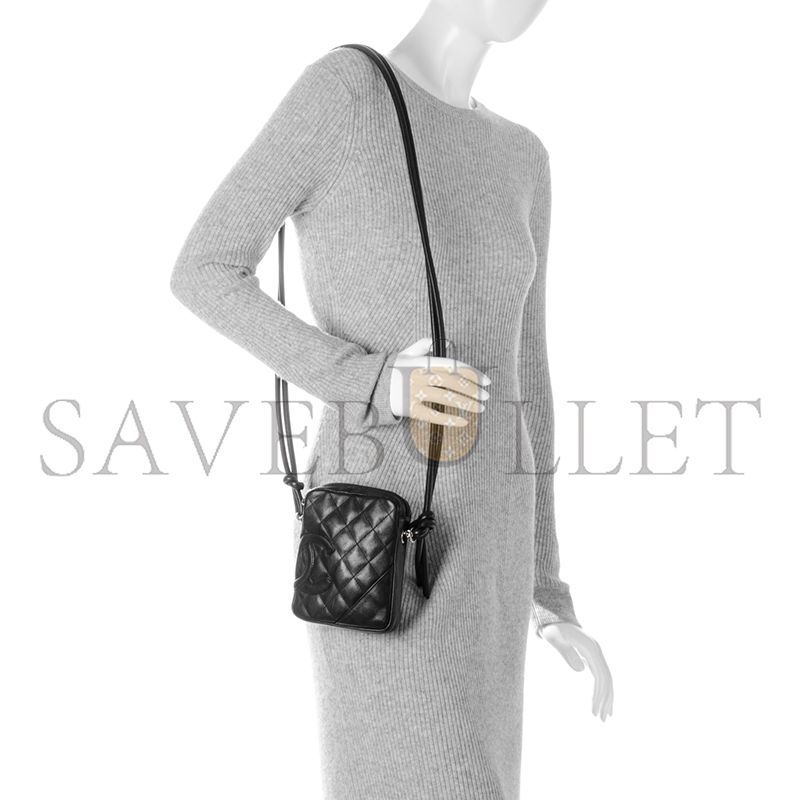 CHANEL MASTER CALFSKIN QUILTED SMALL CAMBON MESSENGER BLACK 176151 (15*13*3.5cm)
