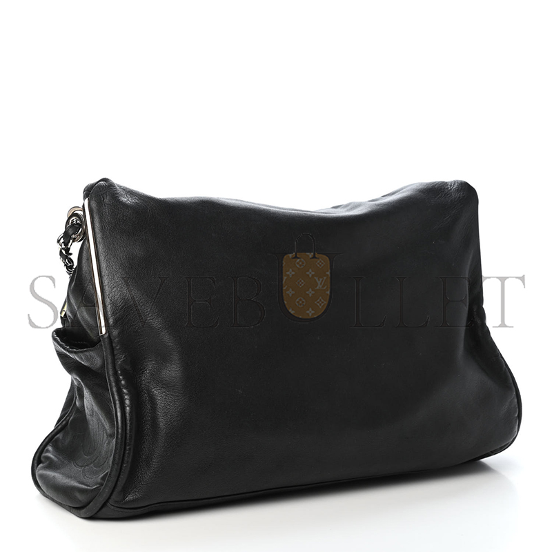 CHANEL MASTER LARGE SOFT LAMBSKIN HOBO CHAIN FOLDING BAG BLACK 496532 (38*33*17cm)