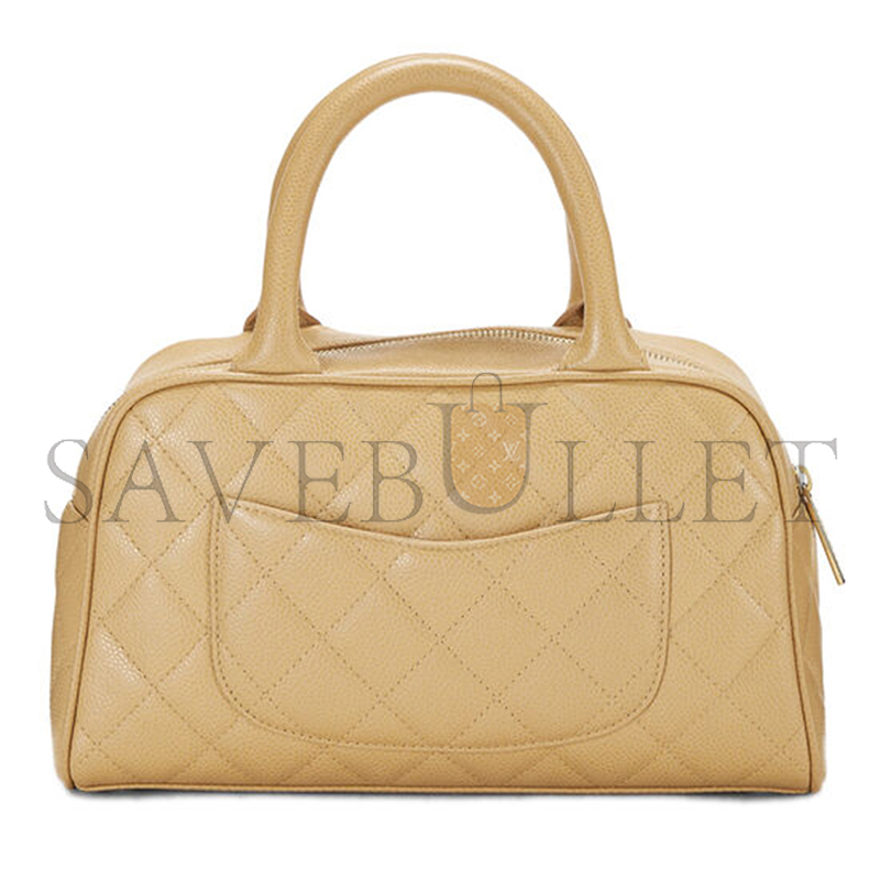 CHANEL MASTER BEIGE QUILTED CAVIAR BOWLER SMALL 71302 (25*15*7cm)