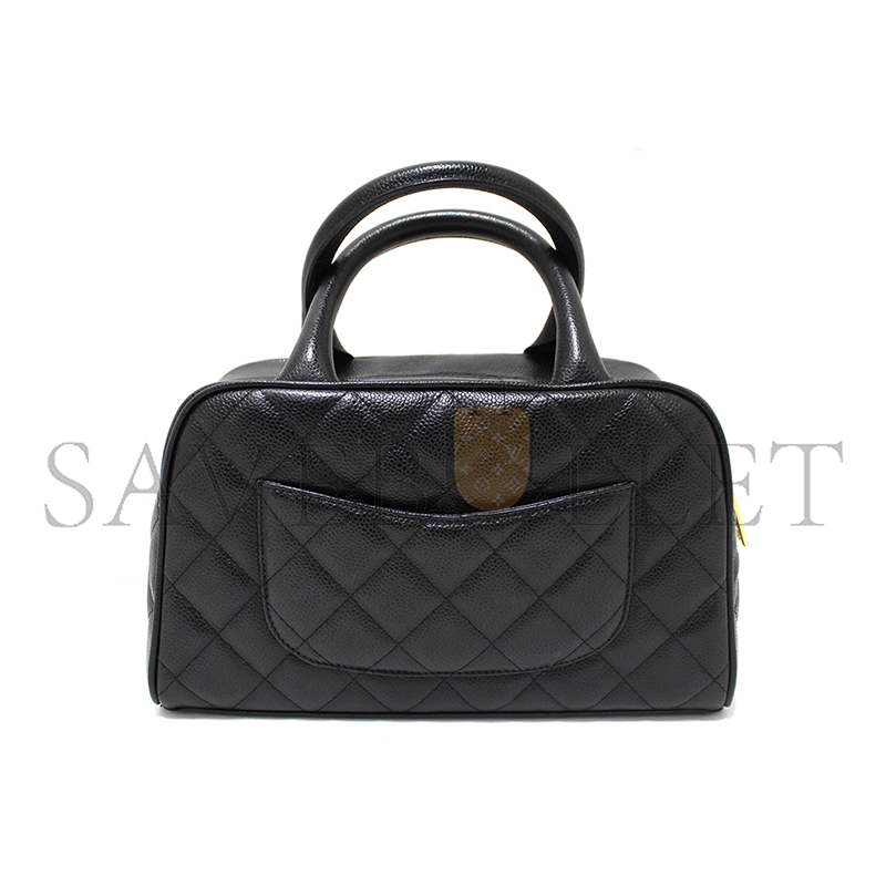 CHANEL MASTER BLACK CAVIAR SMALL BOWLER HANDBAG 71303 (25*15*7cm)