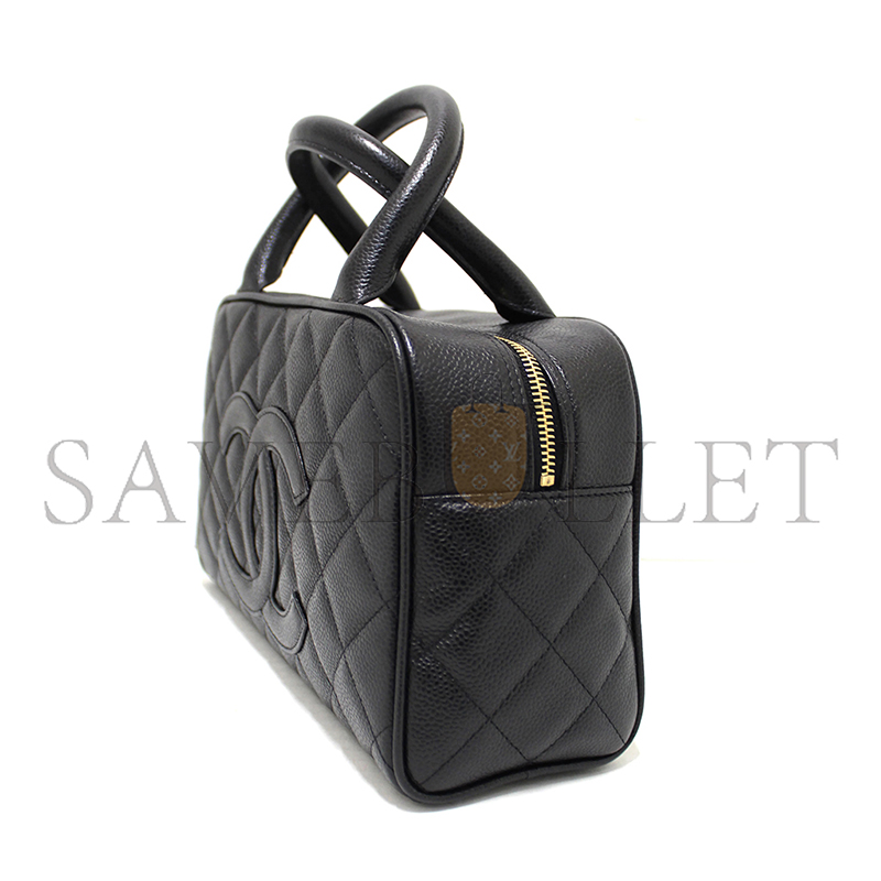 CHANEL MASTER BLACK CAVIAR SMALL BOWLER HANDBAG 71303 (25*15*7cm)