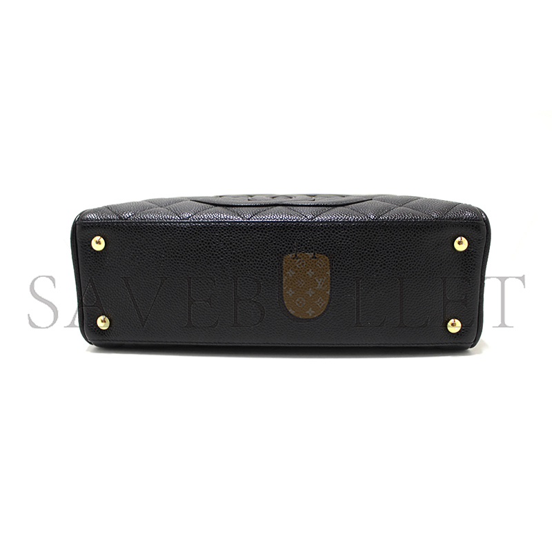 CHANEL MASTER BLACK CAVIAR SMALL BOWLER HANDBAG 71303 (25*15*7cm)
