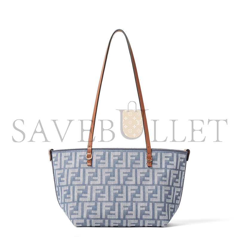 FENDI SMALL ROLL BLUE DENIM-EFFECT FF JACQUARD REVERSIBLE SHOPPER 8BH424AUT4F1SXQ (23*19.5*15cm) FENDI SMALL ROLL BLUE DENIM-EFFECT FF JACQUARD REVERSIBLE SHOPPER 8BH424AUT4F1SXQ (23*19.5*15cm)