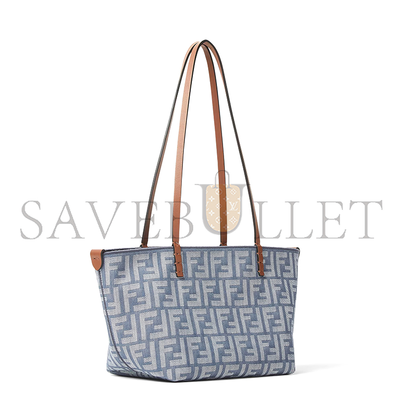 FENDI SMALL ROLL BLUE DENIM-EFFECT FF JACQUARD REVERSIBLE SHOPPER 8BH424AUT4F1SXQ (23*19.5*15cm) FENDI SMALL ROLL BLUE DENIM-EFFECT FF JACQUARD REVERSIBLE SHOPPER 8BH424AUT4F1SXQ (23*19.5*15cm)
