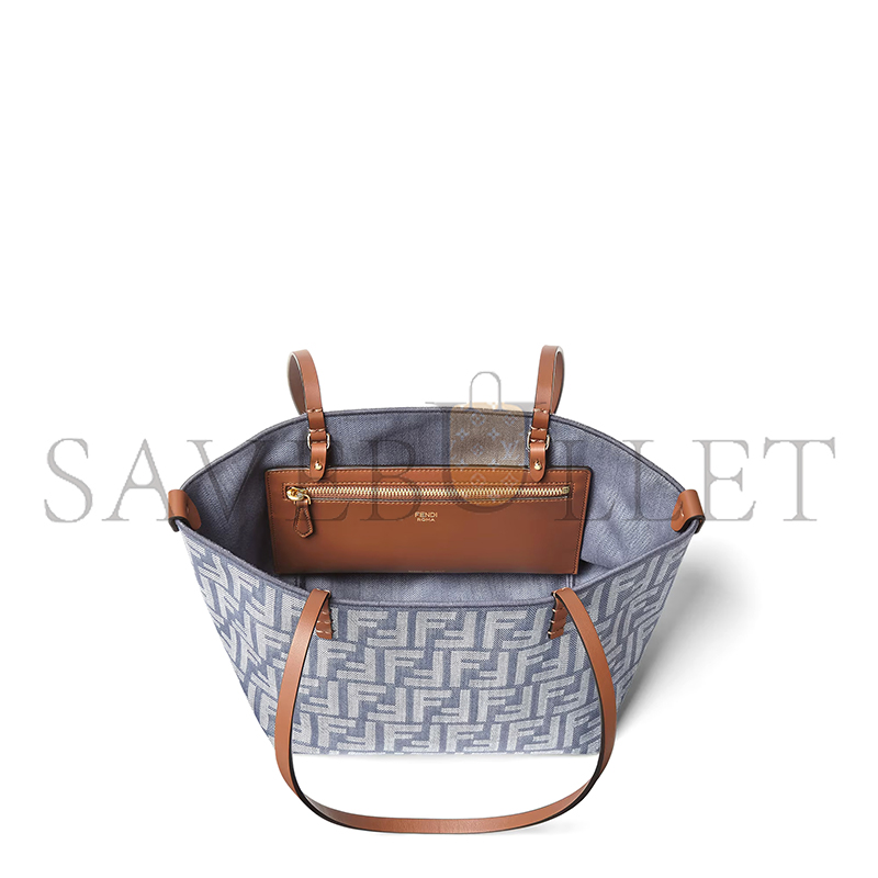 FENDI SMALL ROLL BLUE DENIM-EFFECT FF JACQUARD REVERSIBLE SHOPPER 8BH424AUT4F1SXQ (23*19.5*15cm) FENDI SMALL ROLL BLUE DENIM-EFFECT FF JACQUARD REVERSIBLE SHOPPER 8BH424AUT4F1SXQ (23*19.5*15cm)