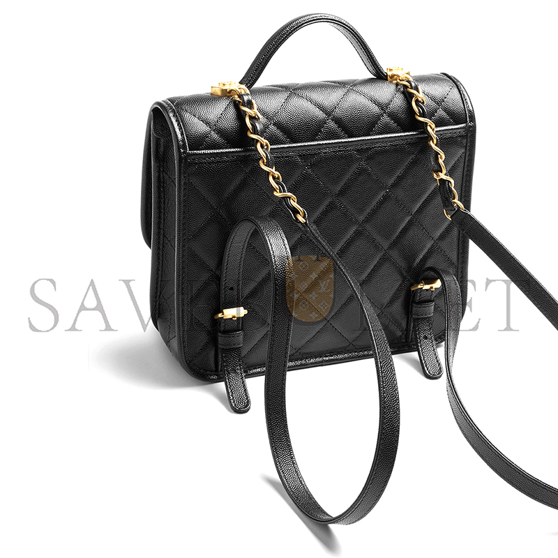CHANEL BACKPACK GRAINED SHINY CALFSKIN & GOLD-TONE METAL BLACK AS5715 (22*19.5*7cm) CHANEL BACKPACK GRAINED SHINY CALFSKIN & GOLD-TONE METAL BLACK AS5715 (22*19.5*7cm)