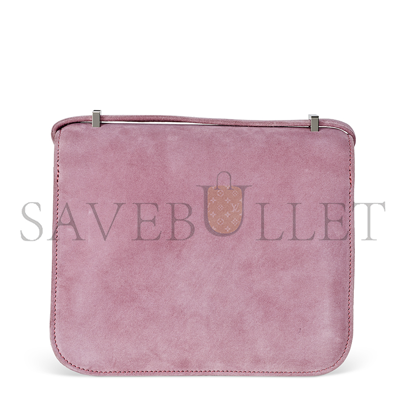 HERMES A ROSE INDIENNE VEAU DOBLIS SUEDE MINI CONSTANCE WITH PALLADIUM HARDWARE 436576 (18*14.5*6cm)
