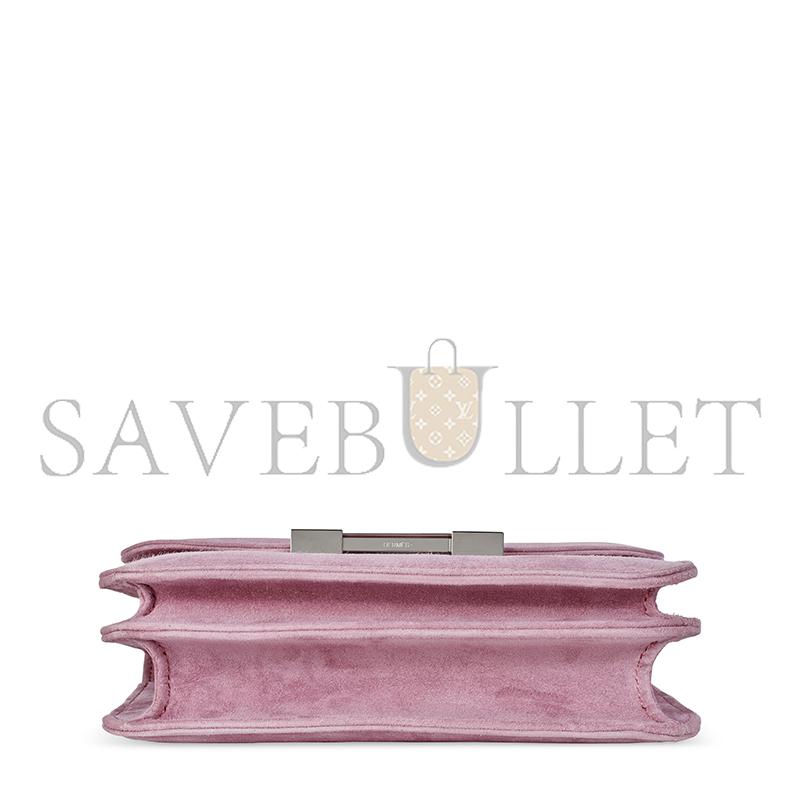 HERMES A ROSE INDIENNE VEAU DOBLIS SUEDE MINI CONSTANCE WITH PALLADIUM HARDWARE 436576 (18*14.5*6cm)