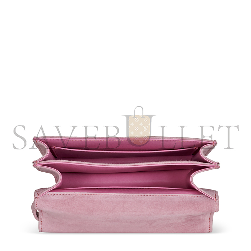 HERMES A ROSE INDIENNE VEAU DOBLIS SUEDE MINI CONSTANCE WITH PALLADIUM HARDWARE 436576 (18*14.5*6cm)