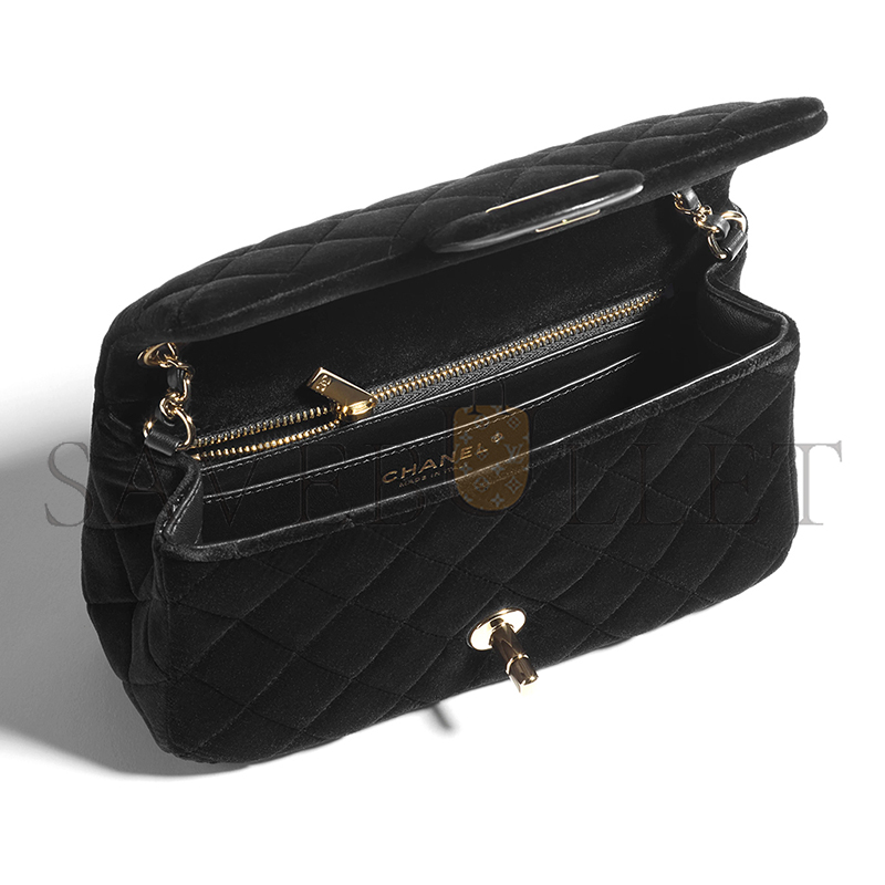 CHANEL MINI FLAP BAG VELVET, DIAMANTÉ & GOLD-TONE METAL BLACK AS1787 (20*13*7cm) CHANEL MINI FLAP BAG VELVET, DIAMANTÉ & GOLD-TONE METAL BLACK AS1787 (20*13*7cm)