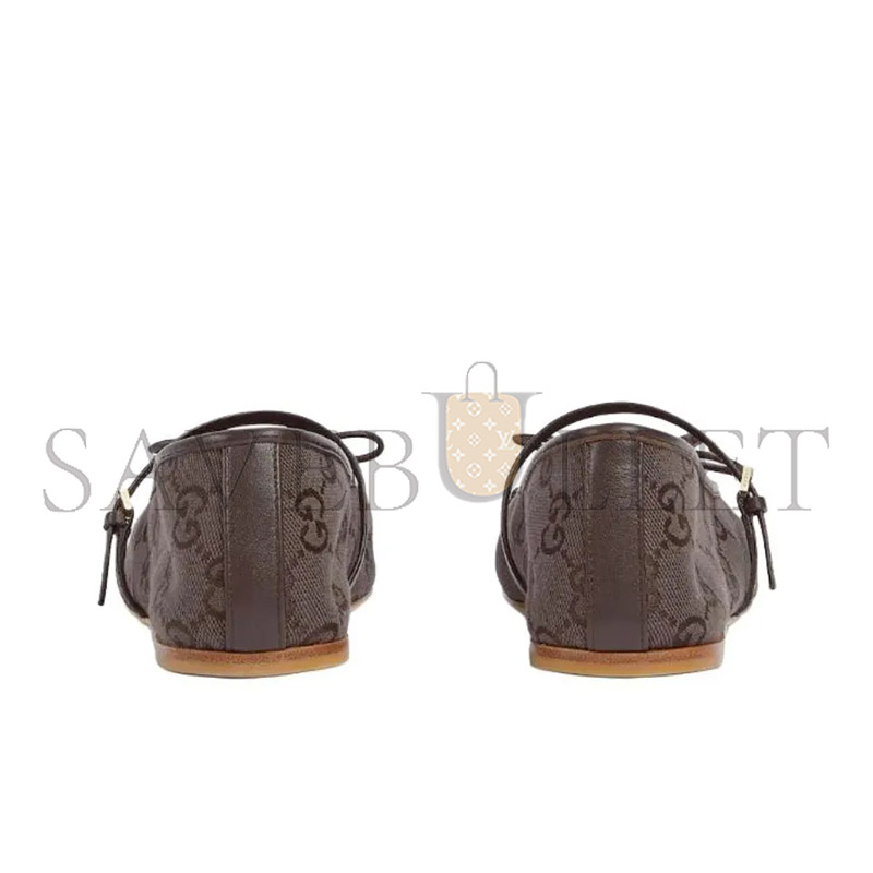 GUCCI HORSEBIT CANVAS BUCKLE SQUARE-TOE FLAT SHOES 814321