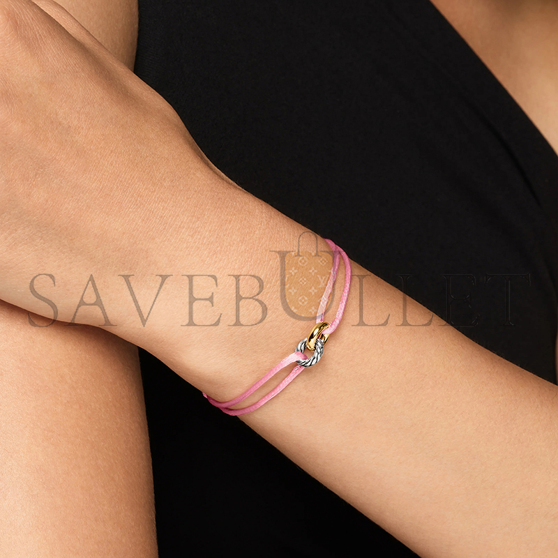 DAVID YURMAN SCULPTED CABLE LINKED CORD BRACELET B18445 S4PNK