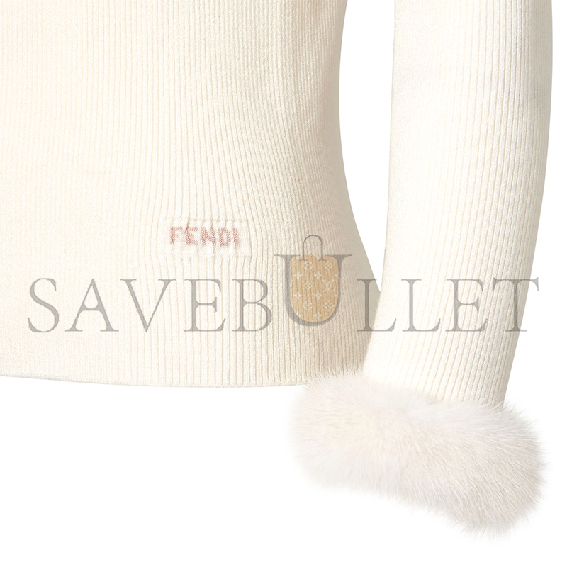 FENDI CARDIGAN WHITE WOOL FZE558AW4AF0HWA
