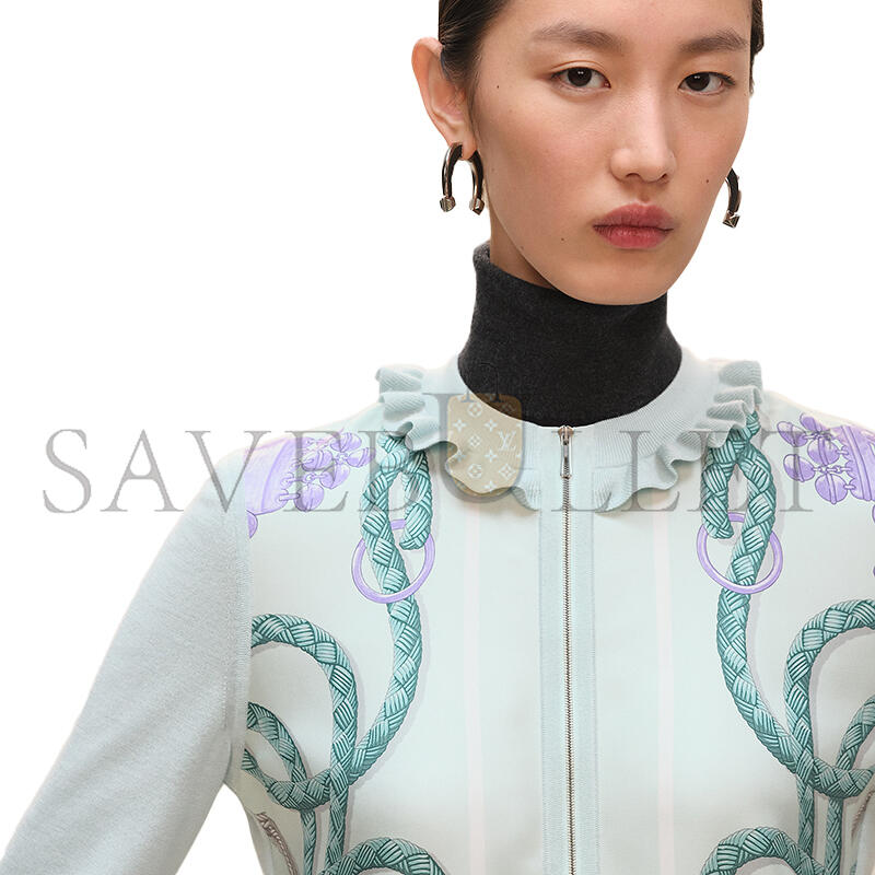 HERMES PALEFROI REMIX LONG-SLEEVE TWILLAINE CARDIGAN H5H2804DL0834