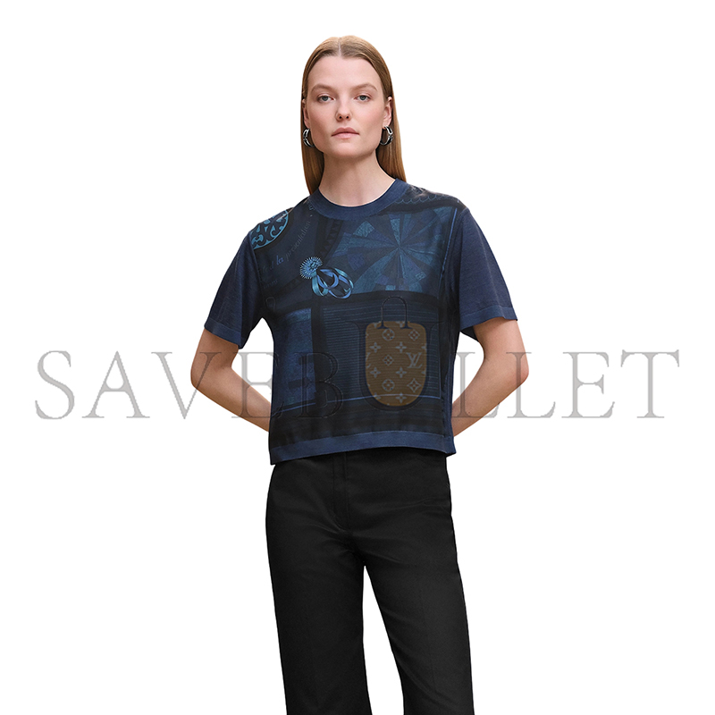 HERMES COLORIAGES DE JOUR SHORT-SLEEVE TWILLAINE SWEATER H5H2811DHI534