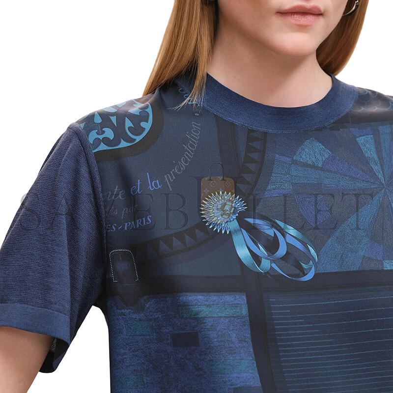 HERMES COLORIAGES DE JOUR SHORT-SLEEVE TWILLAINE SWEATER H5H2811DHI534