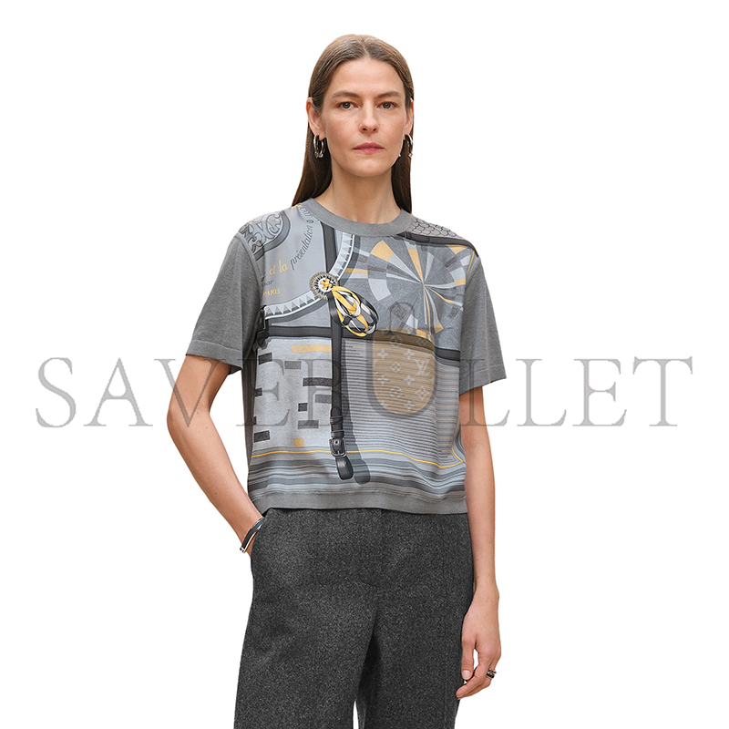 HERMES COLORIAGES DE JOUR SHORT-SLEEVE TWILLAINE SWEATER H5H2811DHO634