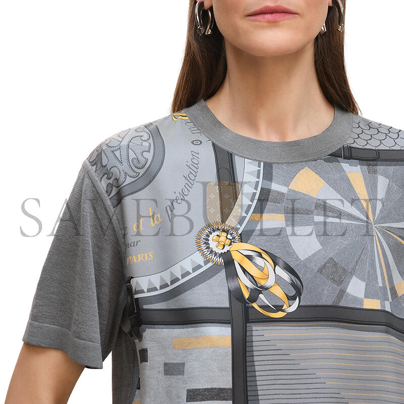 HERMES COLORIAGES DE JOUR SHORT-SLEEVE TWILLAINE SWEATER H5H2811DHO634