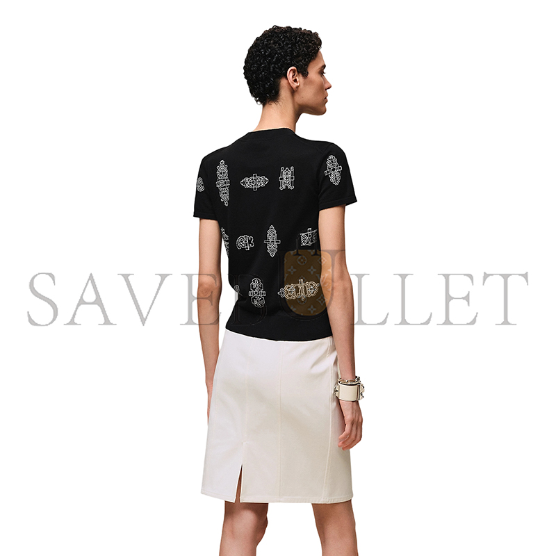 HERMES FERRONNERIE SHORT-SLEEVE SWEATER H6E2685DC0238