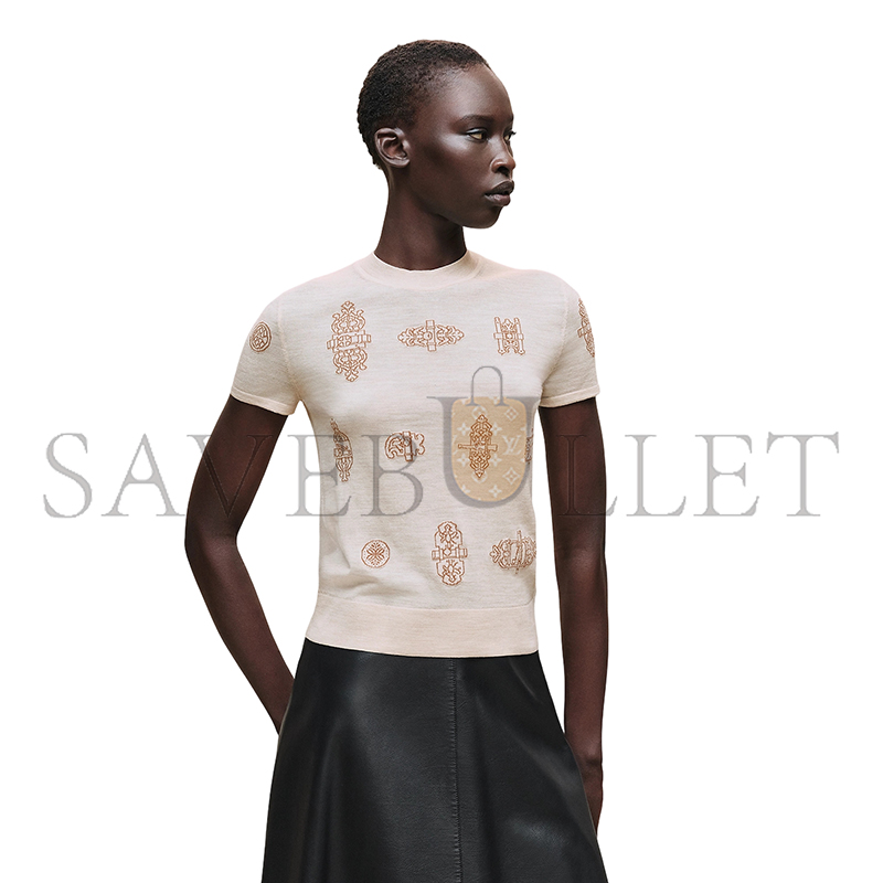 HERMES FERRONNERIE SHORT-SLEEVE SWEATER H6E2685DCMV36