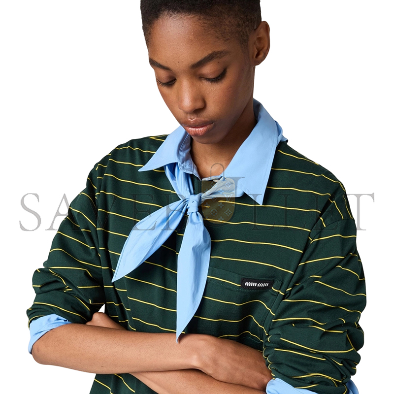 MIU MIU LONG-SLEEVED COTTON JERSEY T-SHIRT MJL014