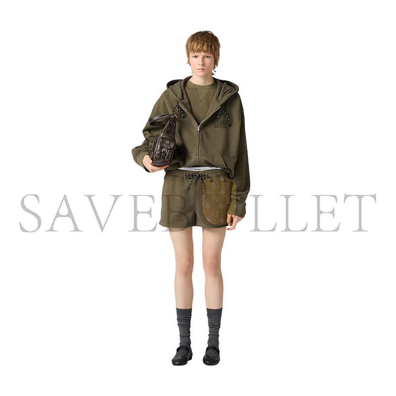 MIU MIU GARMENT-DYED HOODIE JACKET MJLA45